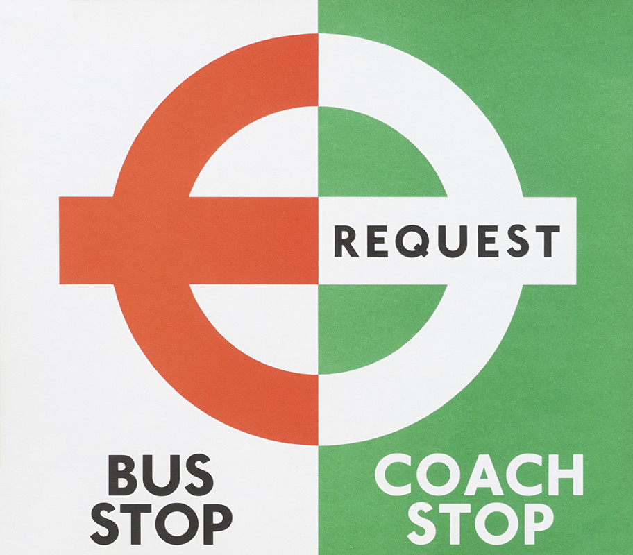 Words with London Underground sign; white, green, red