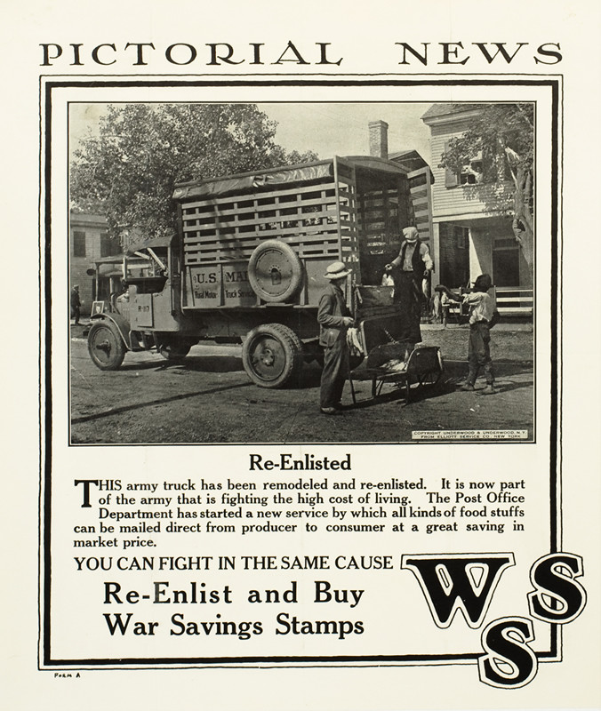 US Army truck remodeled to be Post Office delivery truck; black, white