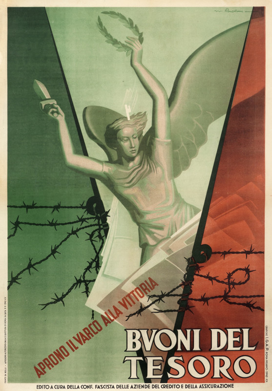 ANGEL STATUE W/ GARLAND, KNIFE, BARBED WIRE; RED, WHITE, GRN