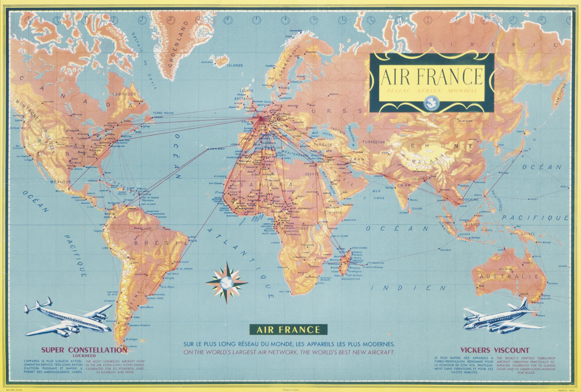 Route map with Super Constellation and Vickers Viscount