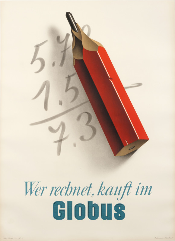 Realistic pencil in front of numbers; red, blue, black