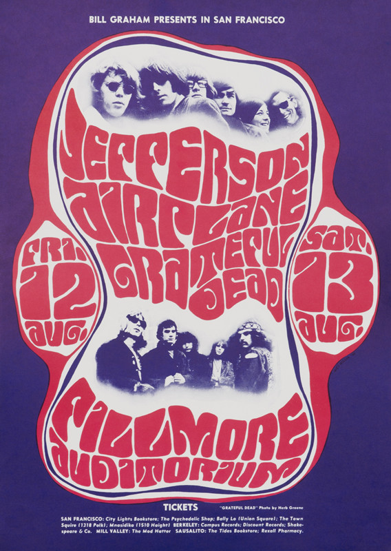 No. 23, images of the bands, Grateful Dead; purple, red