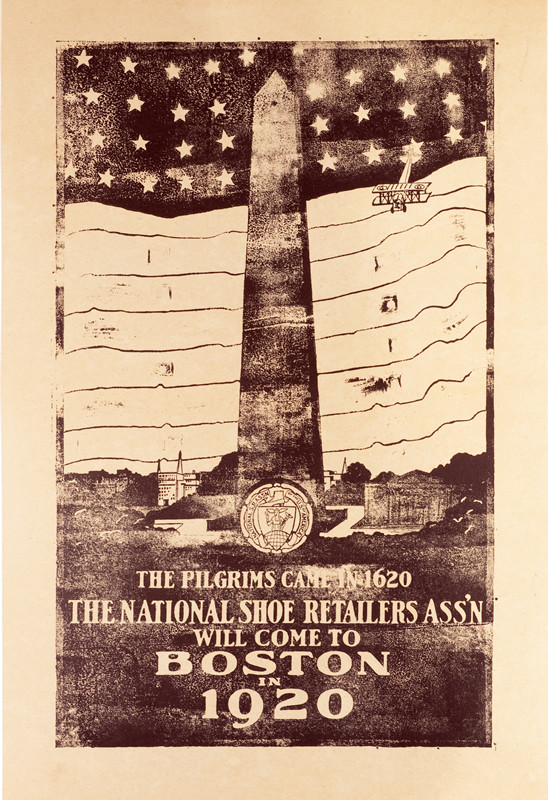 Bunker hill, sky as US flag in background; black, white