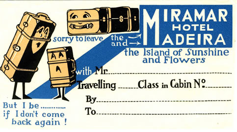 Suitcases of different sizes talking to each other; brown, blue, white