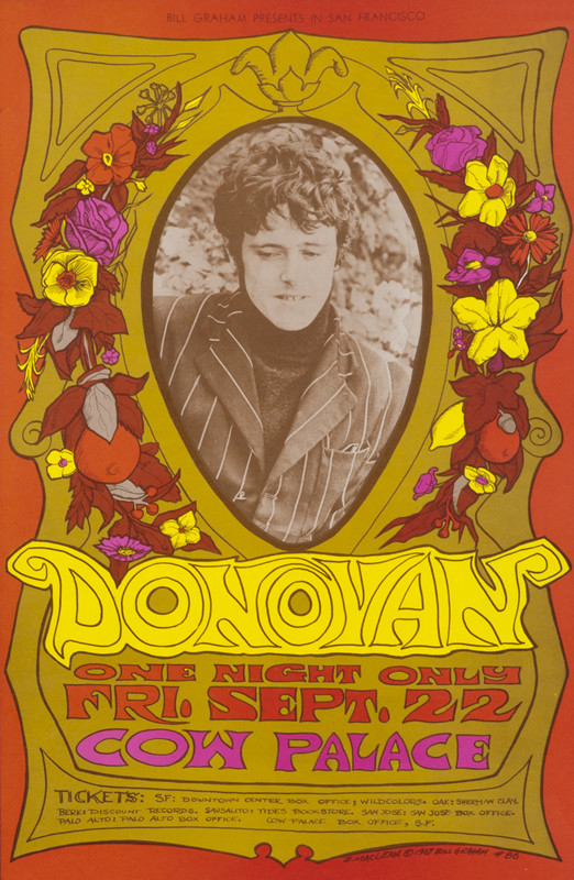 No. 86, framed portrait of Donovan; yellow, red, pink, brown
