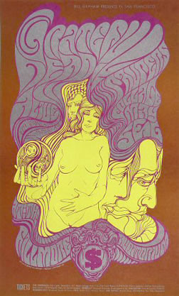 No. 62, image of naked woman, with faces of men behind her, The Paupers, Collage, Alive; purple, brown, yellow