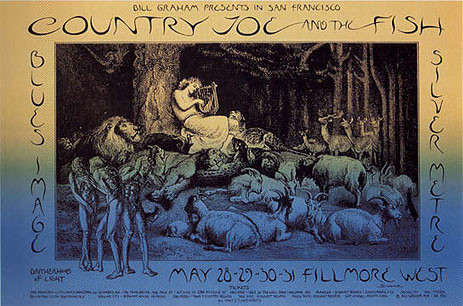 No. 236, drawings of mythological beings and animals, reminiscent of the peaceable kingdom, Blues Image, Silver Metre; yellow blue