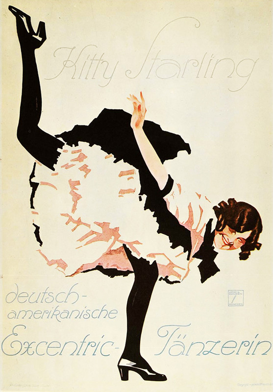 Dancer balances on 1 leg; black, white