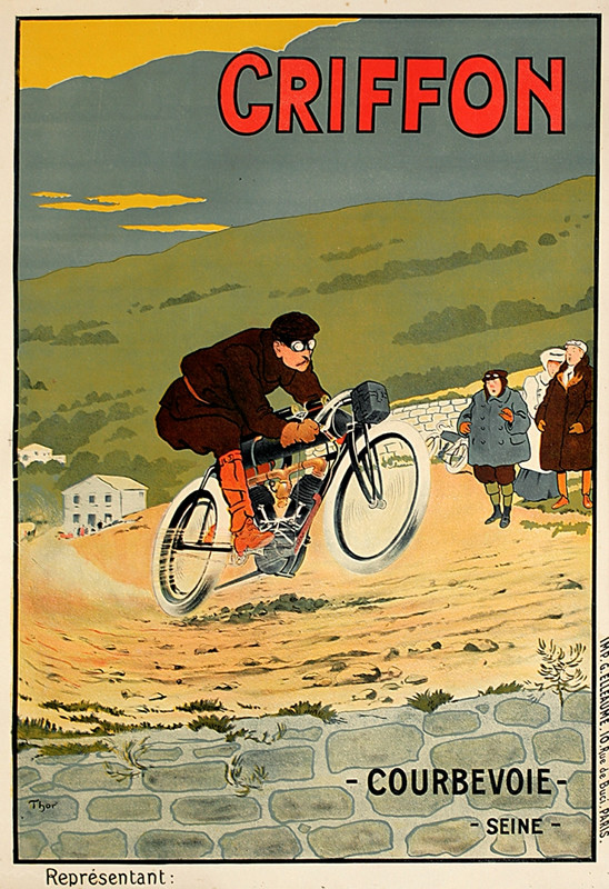 Man on motorcycle races by observers; gray, brown, beige