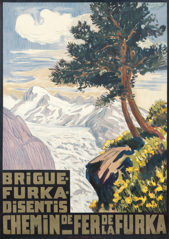 View of mountains through trees; green, blue, gray