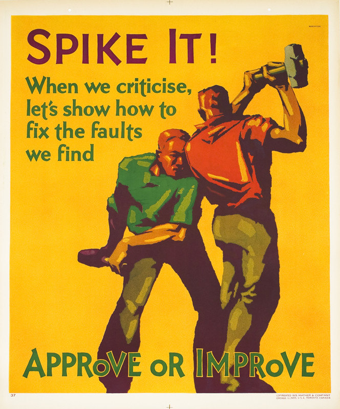 Two men swing sledgehammers; yellow, green