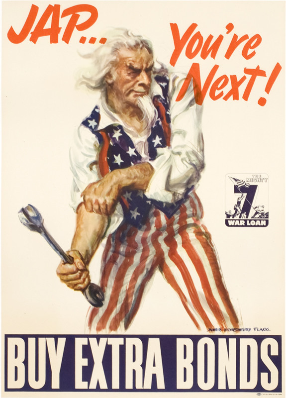 A burly Uncle Sam pushes up his sleeves, wields a wrench; red, white, blue
