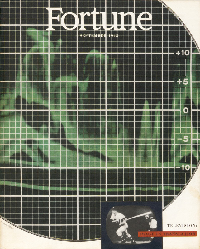 Grid with baseball on TV; green, black