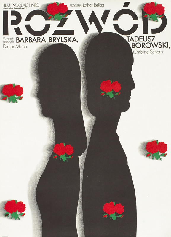 2 Silhouettes back to back; black, red, white