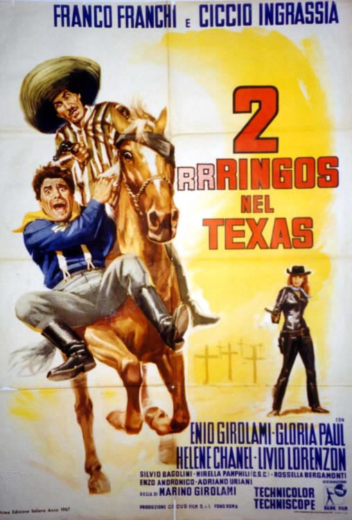 2 guys on horse, one trying to shoot the other; yellow, browns, blue, gray