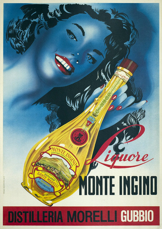 Girl holding bottle of liquore