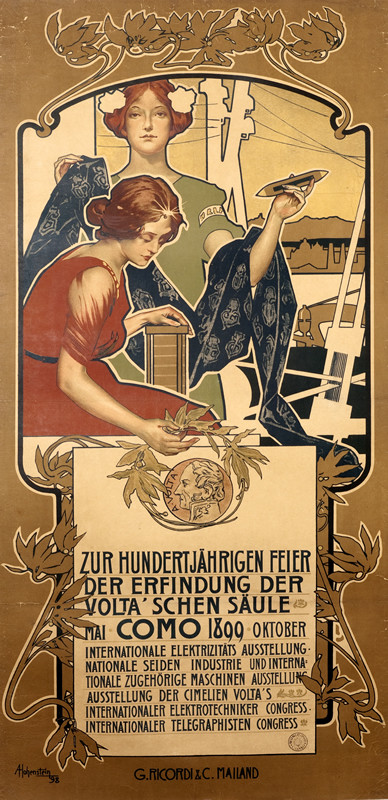 2 WOMEN, ELECTRICAL, GERMAN TEXT, battery; BRONZE, BLUE, RED, GREEN