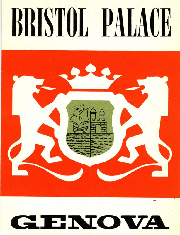 Two lions holding crest with sailboat and castle, topped with crown; orange, gold, white