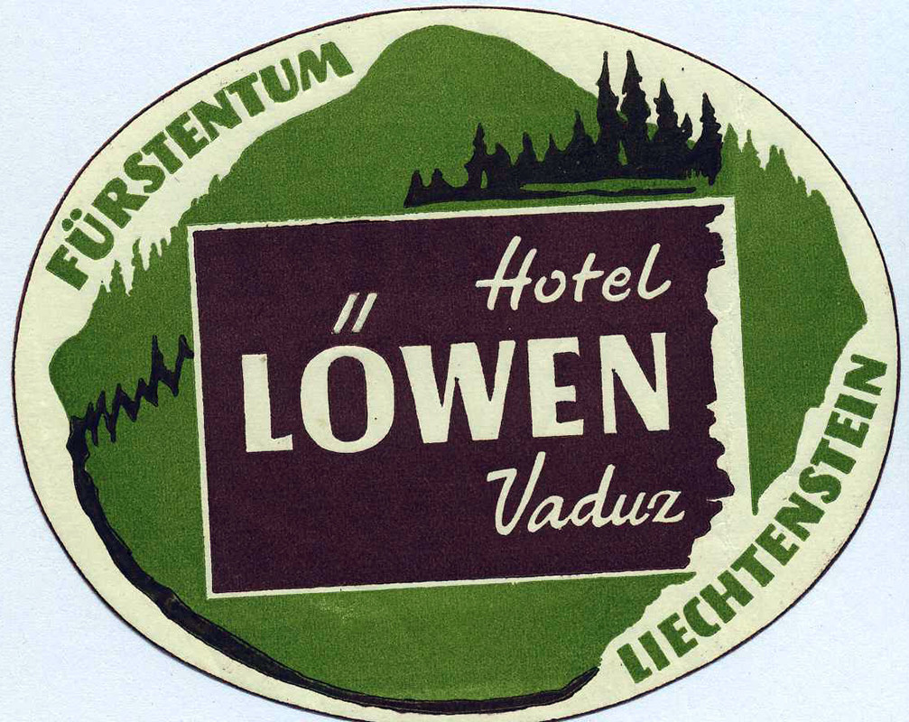 Text, line of trees; purple, green, white