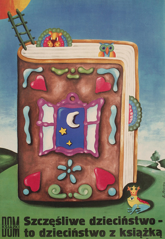 Gingerbread storybook with frog prince; green, blue, brown