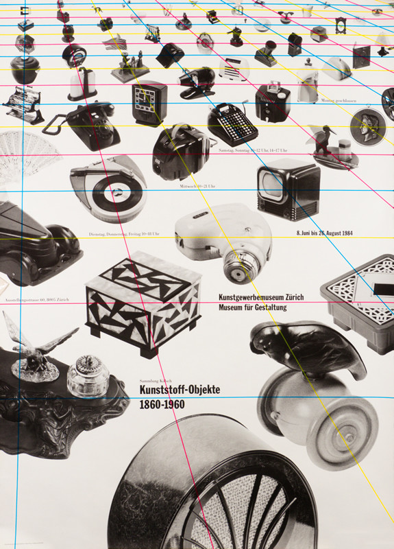 photos of various every day products; black, white, pink, yellow