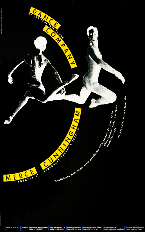 TWO BALLET DANCERS; BLACK, WHITE, YELLOW