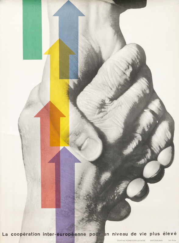 HANDS SHAKING, ARROWS; BLACK, WHITE, GREEN, YELLOW