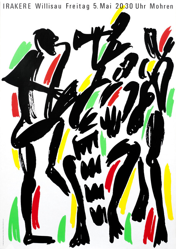 Abstract quartet jams; green, yellow, red, black