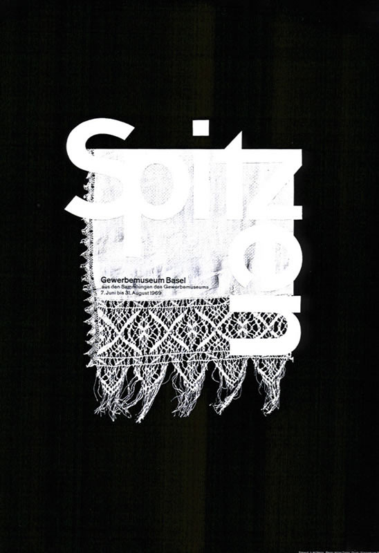 Square of lace on black ground; white, black