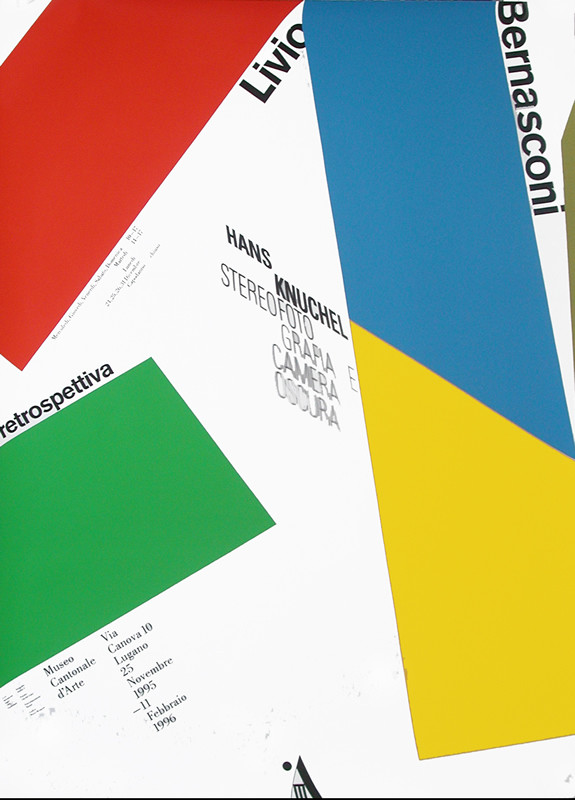 abstract shapes; red, blue, green, yellow, white