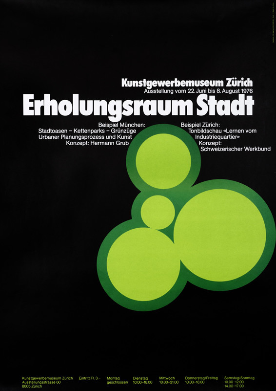 Green circles on black, aerial view of trees on plan
