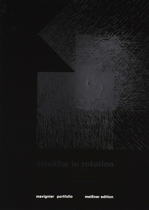 Three successive rotating grids superimposed on one another; black