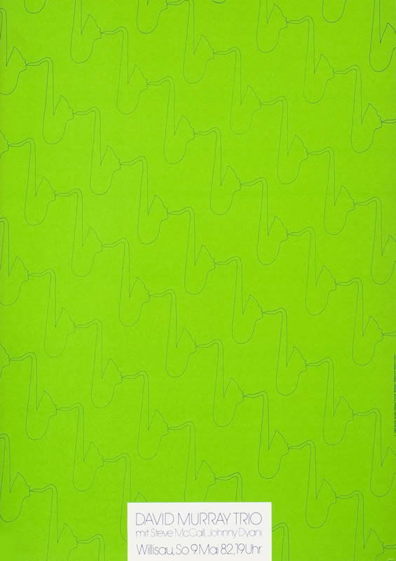 Lines of saxophones in outline on the diagonal, green, black