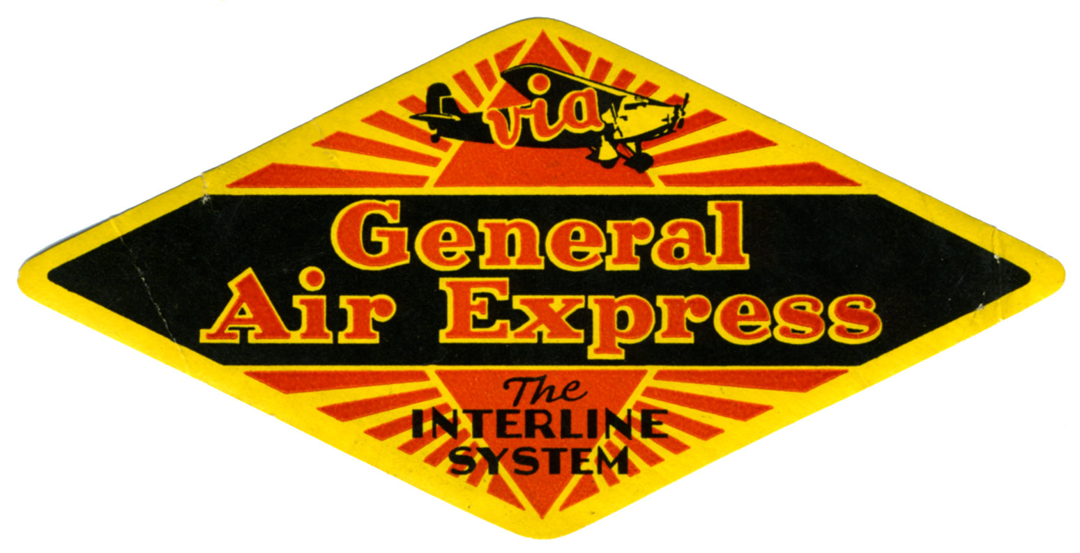 Prop plane flies above text; yellow, red, blue