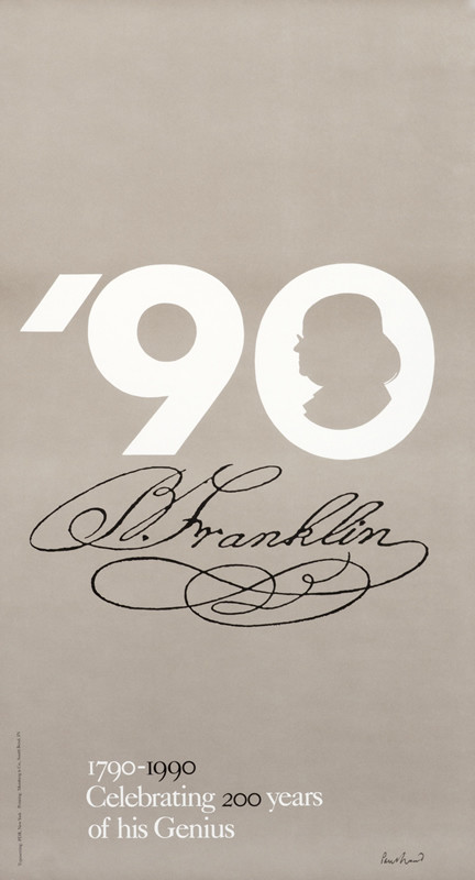 Face of Ben Franklin in 0; gray, white , black