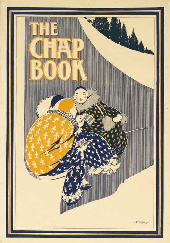 Three clowns in full costume sit and read huddled together; blue, orange, black