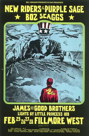 No. 271, The New Riders of the Purple Sage, Boz Scaggs, James and the Good Brothers, Illustration of Uncle Saml; blue, yellow, green