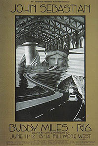No. 238, image of road leading into water then a fragmented statue of liberty, Buddy Miles, Rig; black and white