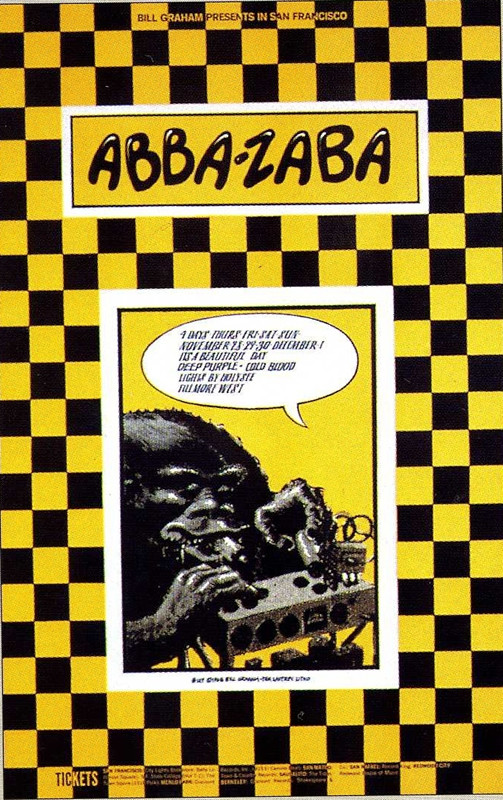 No. 147, checkered background, gorilla, Deep Purple, Cold Blood; yellow, black