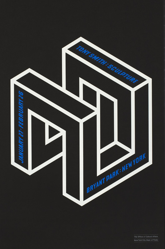 Three dimensional sculpture, text; black, white, blue