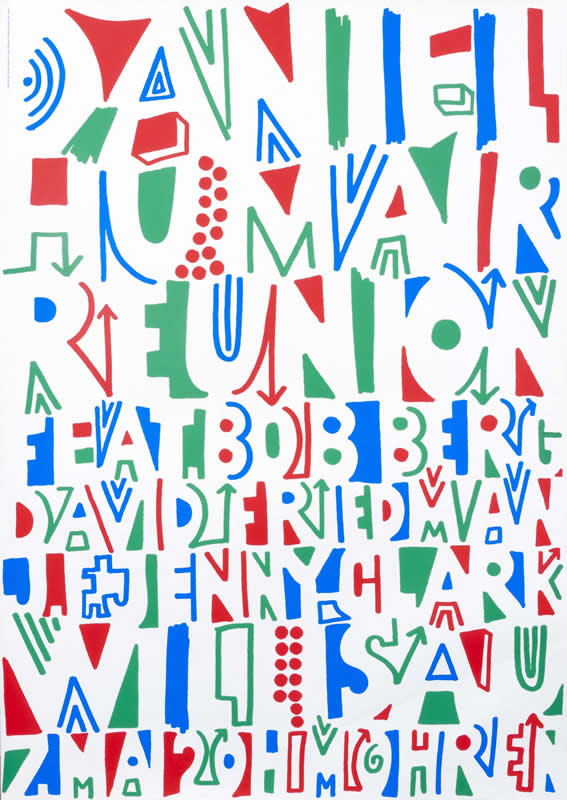Abstract text design; blue, red, green