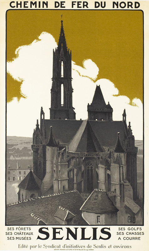 Cathedral with cloud in sky; tan, gray