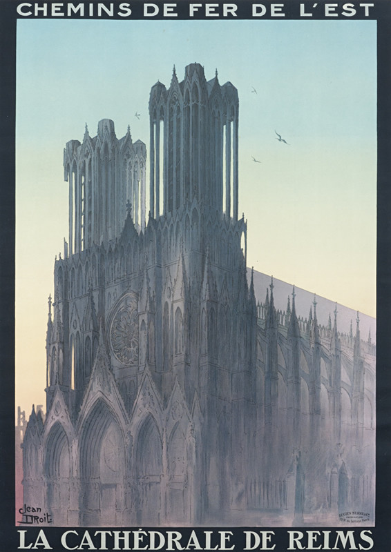 View of the cathedral; gray, brown, black, blue