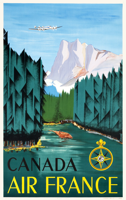 PLANE FLYING OVER TREES, RIVER, MOUNTAINS; GRN, YELL, GRAY