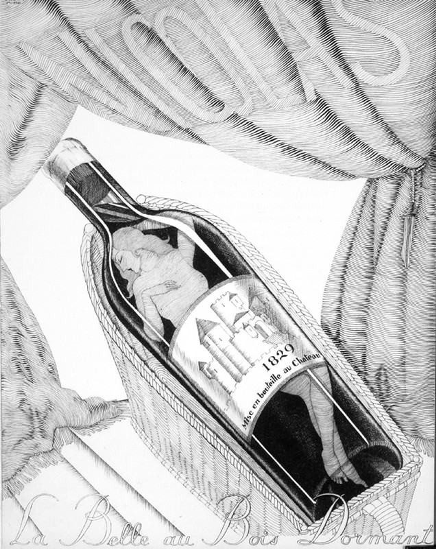 Woman in wine bottle