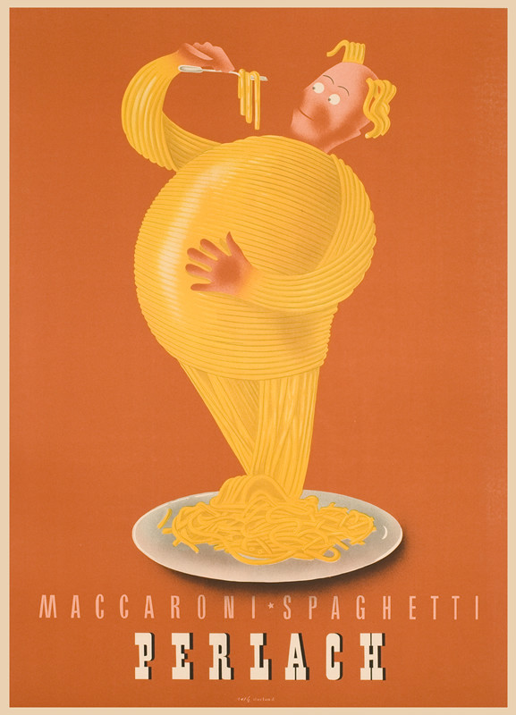 Man made of spaghetti eats spaghetti