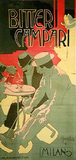 MEN BEING SERVED SELTZER; OLIVE, RED, YELLOW