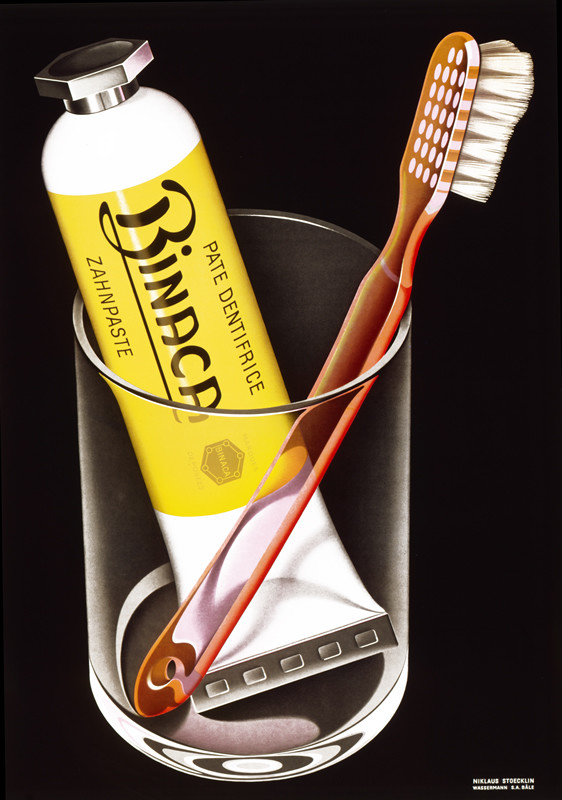Superrealistic toothbrush and toothpaste in glass