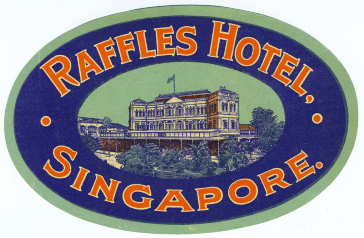 View of hotel surrounded by text; blue, orange, green