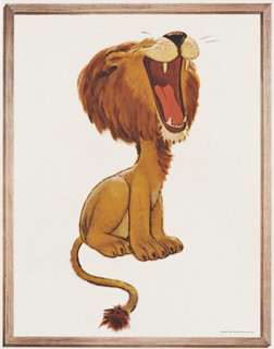 Lion roars; yellow, red